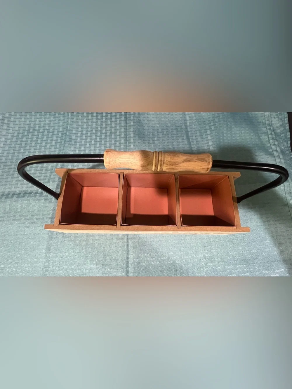 Wooden 3-Section Planter Box with Pots